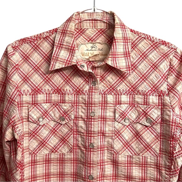 CABI Wild West Wear Red Plaid Button Down Western Shirt Women’s Size Medium - Picture 3 of 6